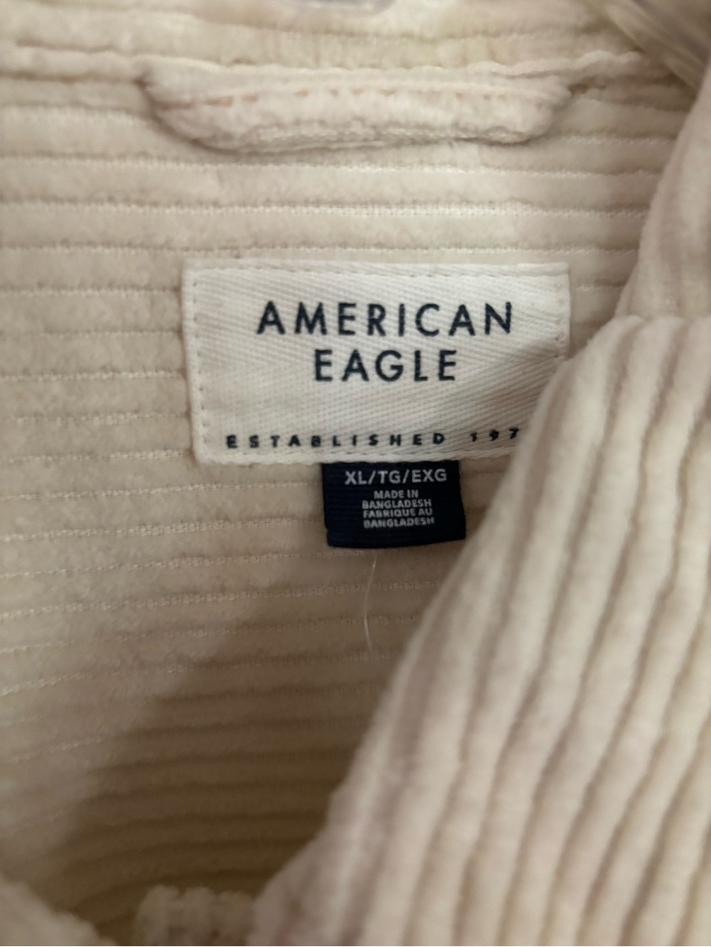 American Eagle Cream Ribbed Corduroy Shirt Jacket - Picture 2 of 2